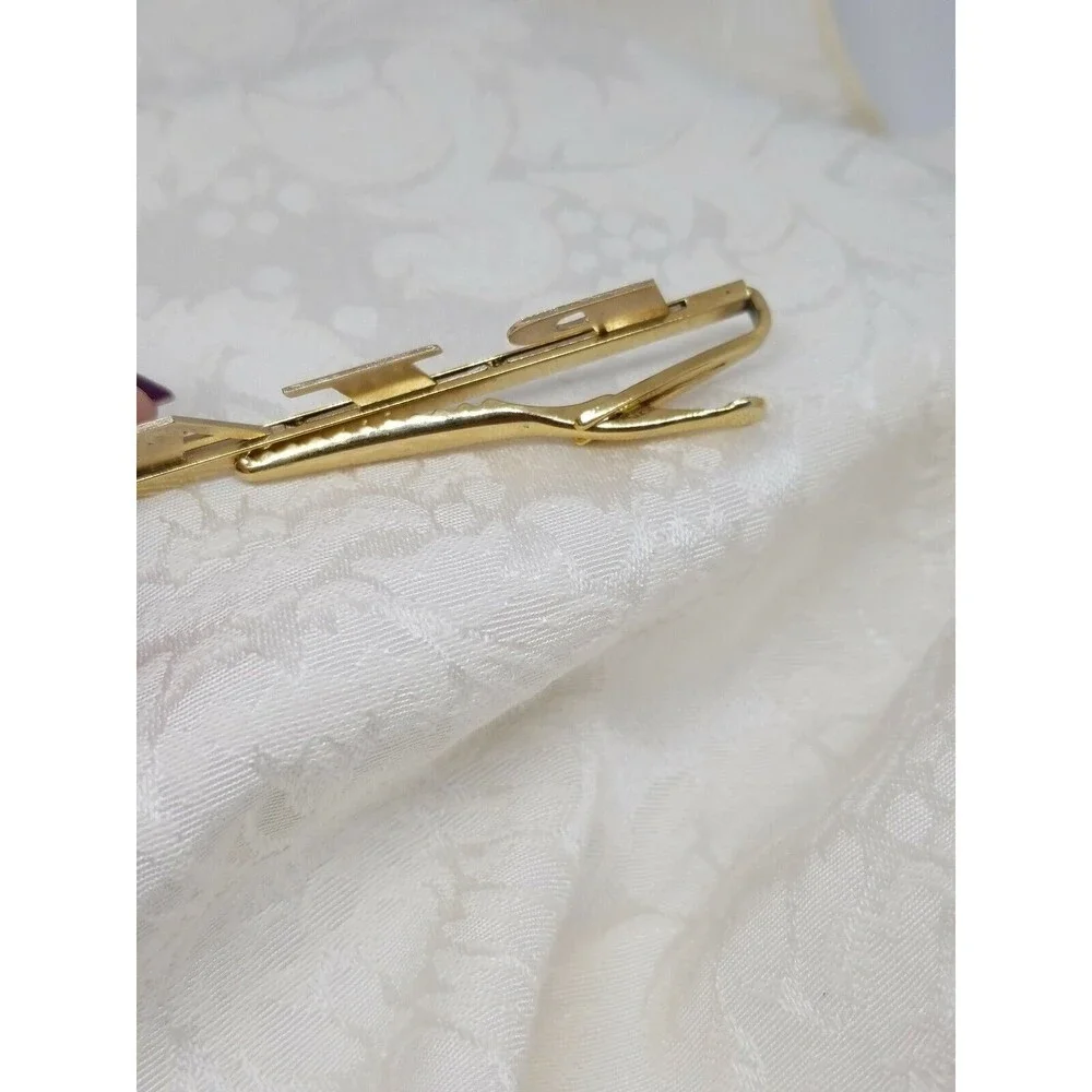 Hickock Tie Clip PTA Gold Tone Letters Long Tie Bar Signed USA Vintage